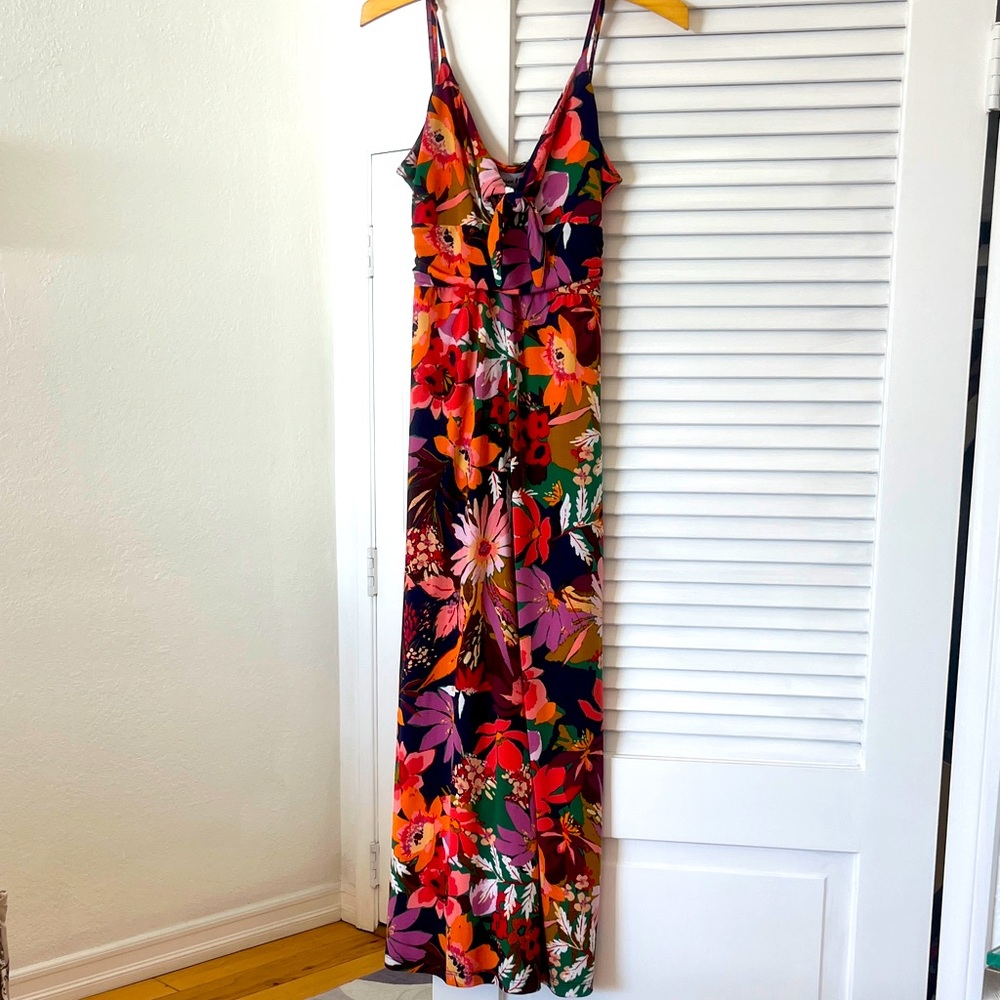 CORLOTA STRETCH FRONT TIE MIDI DRESS